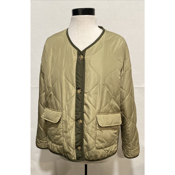 And Now This Women's Large Green Onion Quilted Button Up Lightweight Jacket - Picture 1 of 8